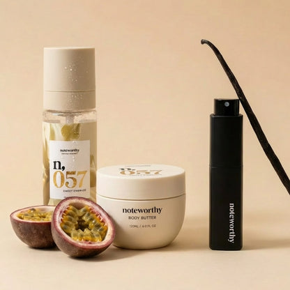 n,057 Sweet Embrace Body Butter, Body & Hair Mist, + Travel Spray Eau De Parfum Bundle